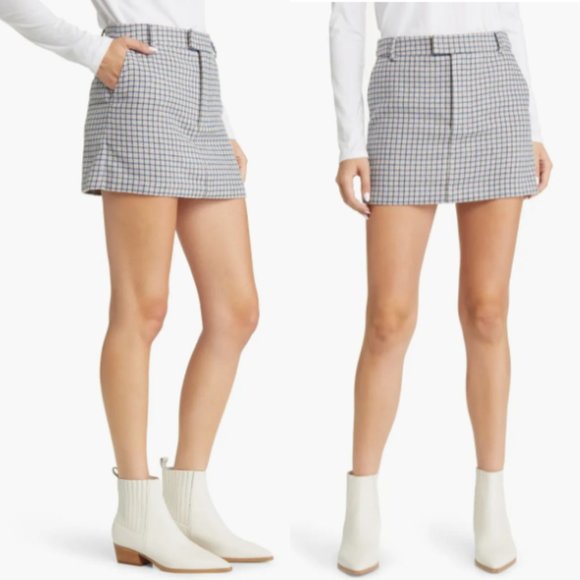 Rails Prim Mini Skirt Lilac Navy Gingham Check Print Front Zip Size 4